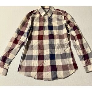 Express Men's Extra Slim Plaid Long Sleeve Button Down Shirt Size M 15-15.5